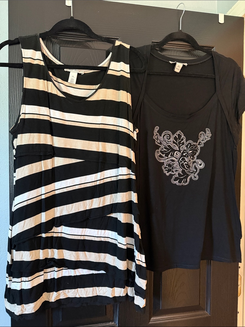 Black & Cream Striped Sleeveless Women's Top